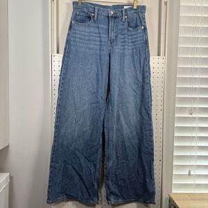 Gap Jeans Women 26/2L Blue Denim Mid Rise Ultrasoft Baggy Wide Leg Zip Fly Retro